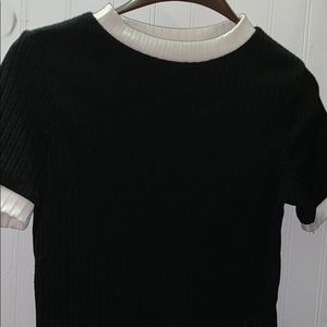 brandy melville black and white ribbed tee